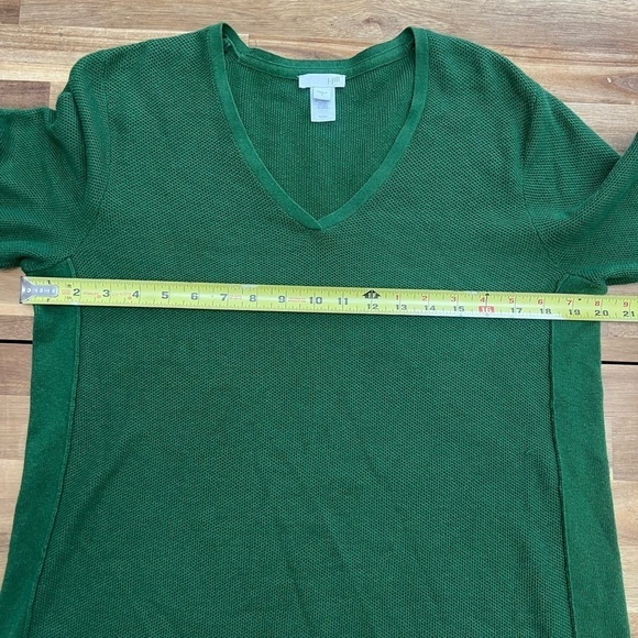 J. Jill Slit Side Waffle Knit Long Sleeve Lightweight Sweater Hunter Green Sz Sm - Picture 7 of 11